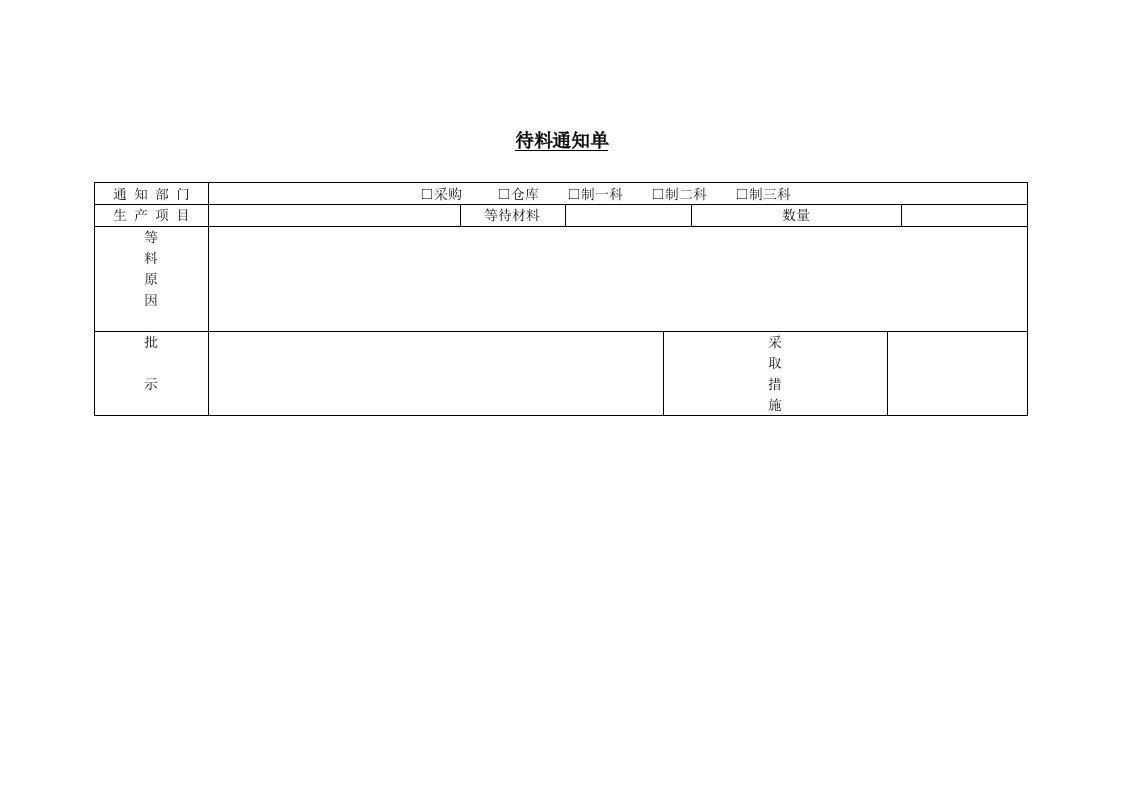 待料通知单