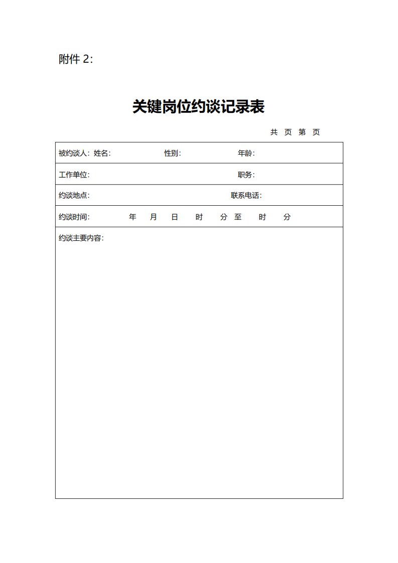 关键岗位约谈记录表