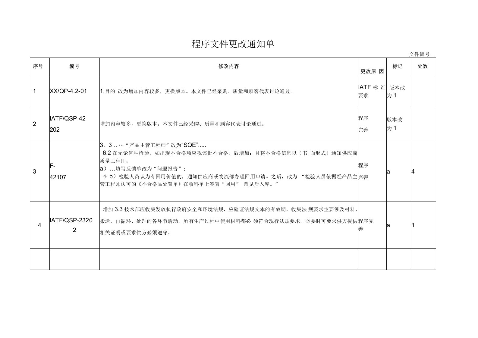 文件更改通知单