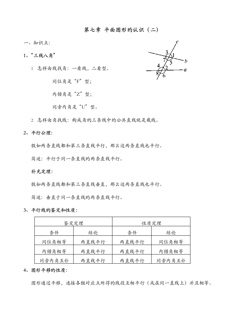 2023年苏科版七下数学知识点总结