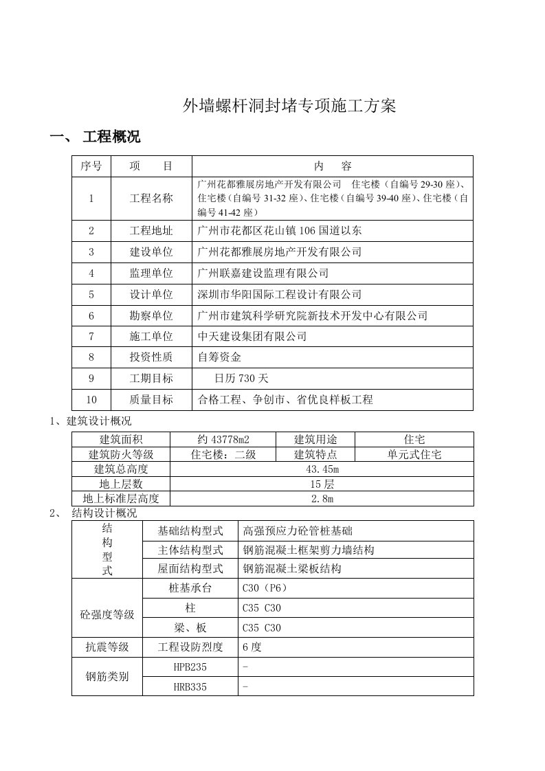 精品文档-花山外墙螺杆洞补洞施工方案2