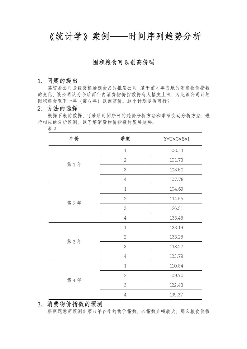 《统计学》案例时间序列趋势分析