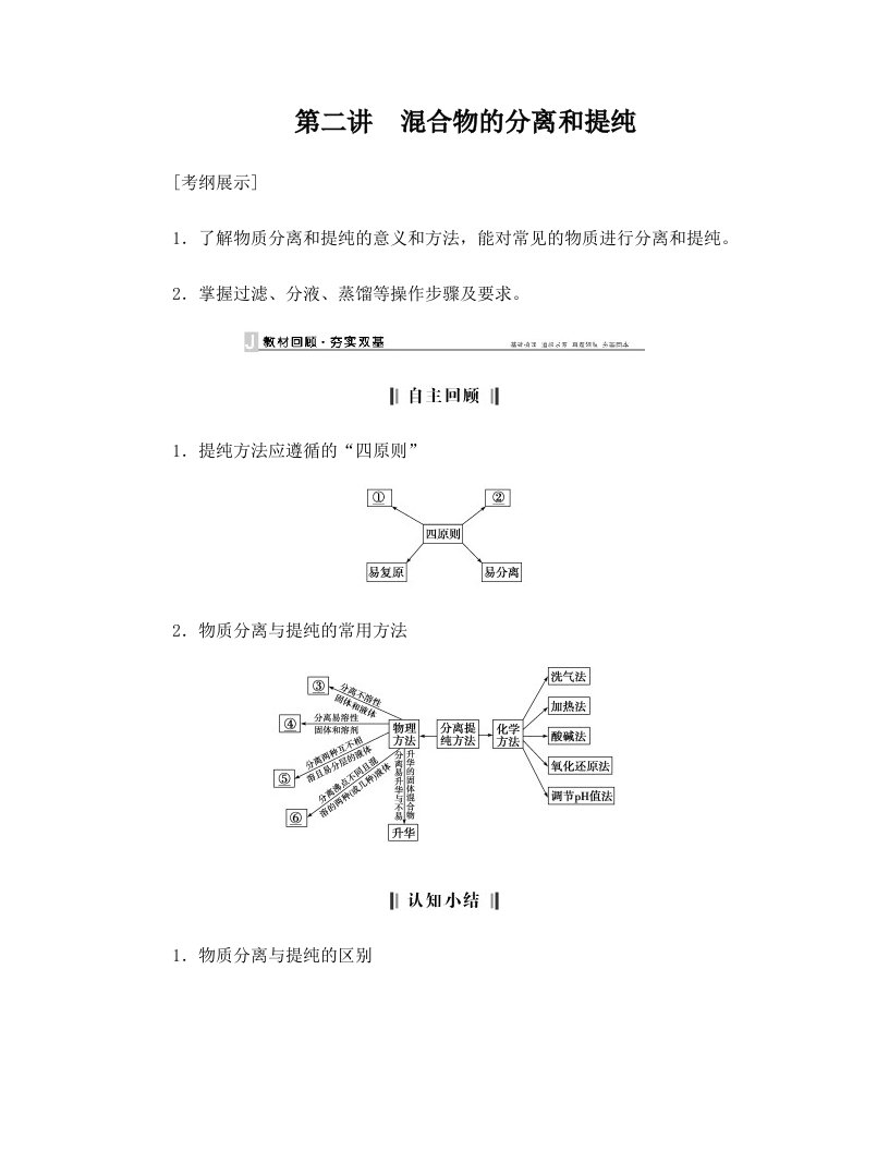 第二讲+混合物的分离和提纯