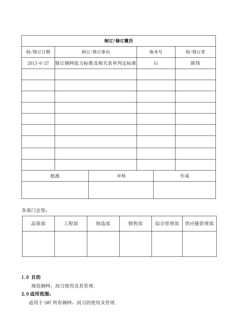 钢网刮刀使用管理办法