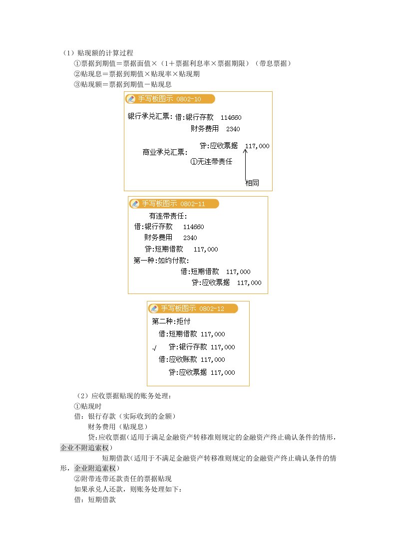 应收票据贴现的会计处理