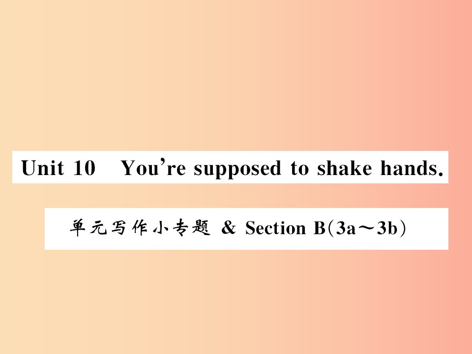 湖北通用2019年秋九年级英语全册Unit10You’resupposedtoshakehands写作小专题习题课件