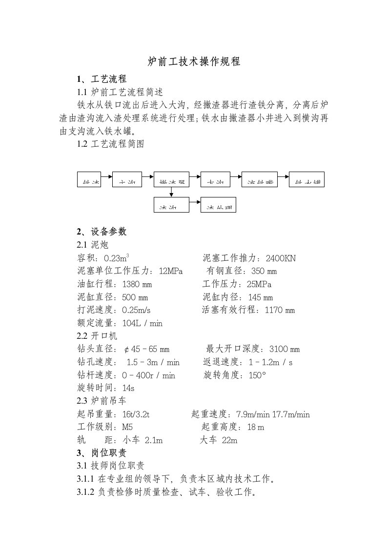 炉前工技术操作规程