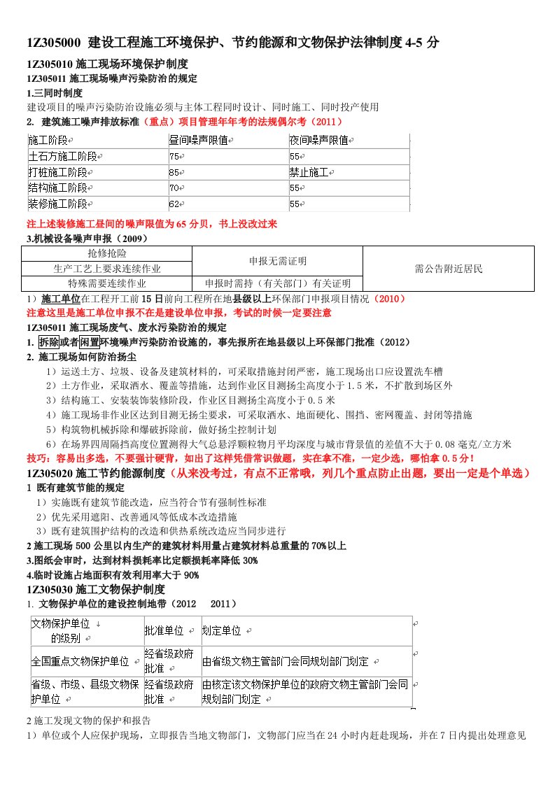 建设工程质量及安全法律制度环境保护、节约能源和文物