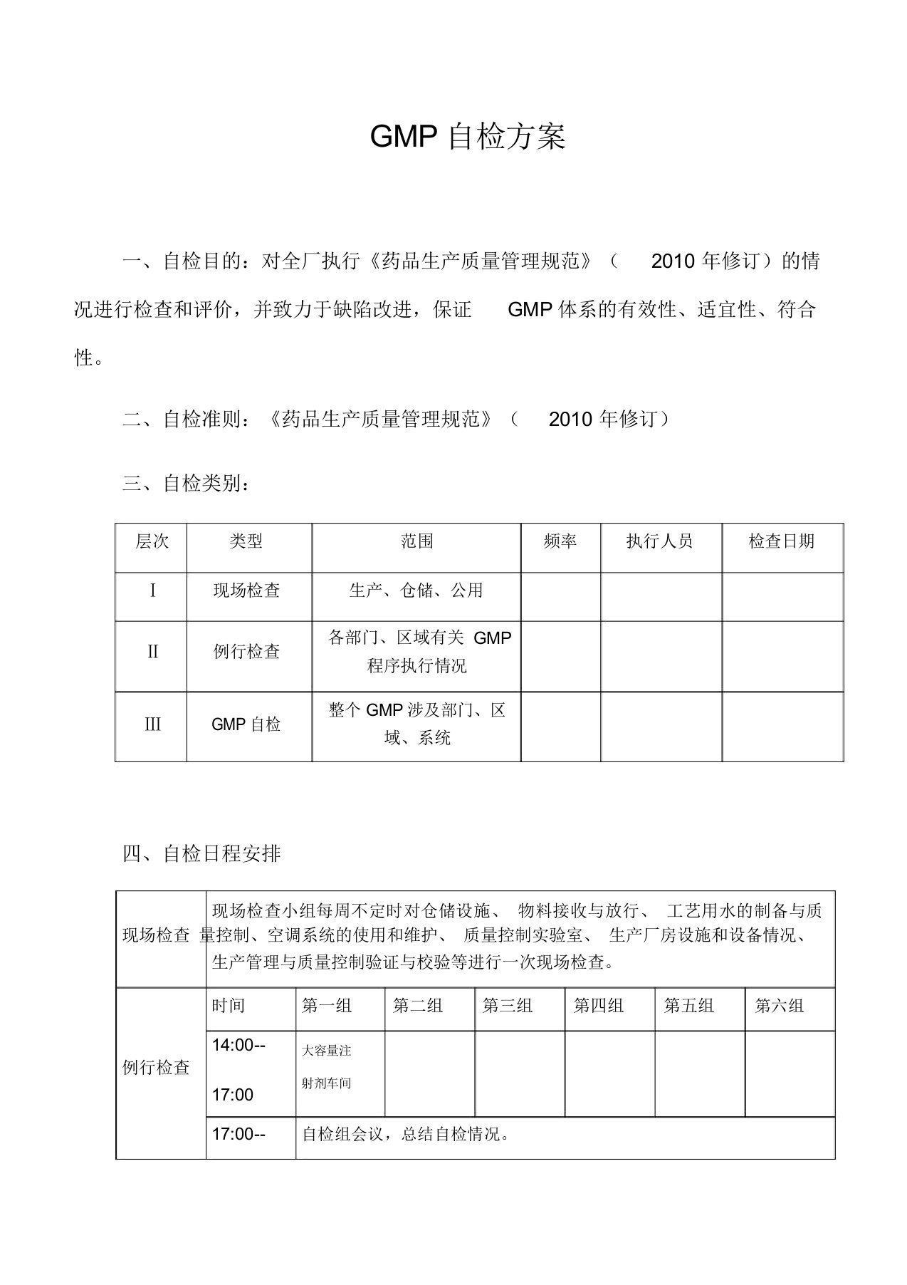 GMP自检方案