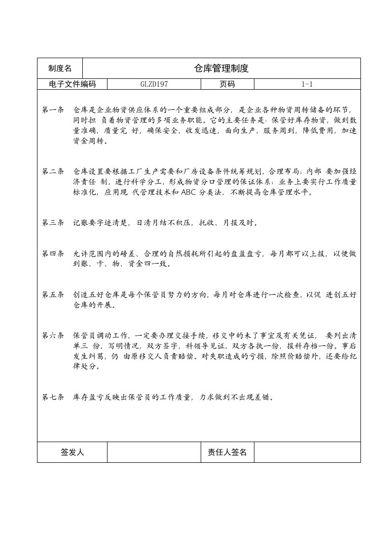 管理制度-仓库管理制度电子文件