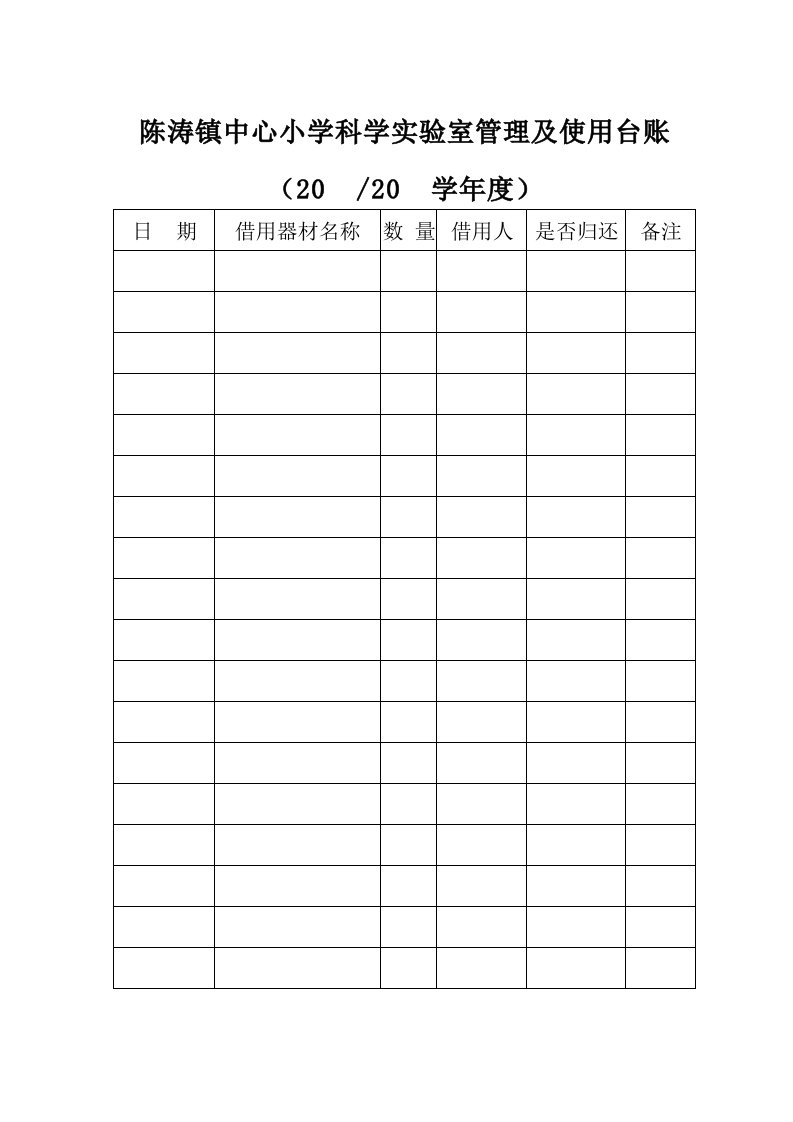 (XLS)科学实验室管理及使用台账