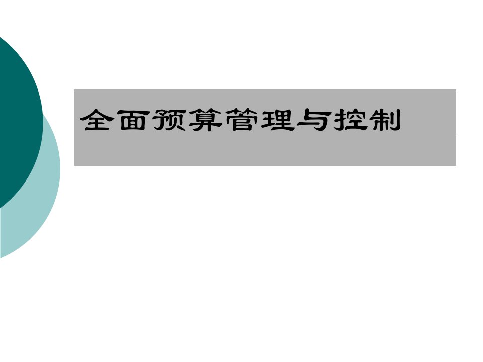 企业的预算管理与控制概述