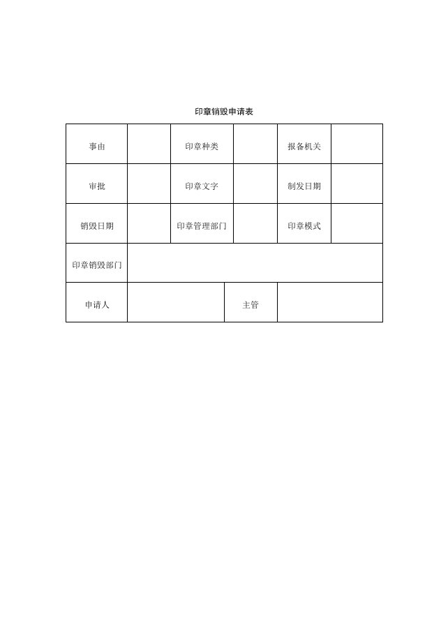 表格模板-24印章销毁申请表