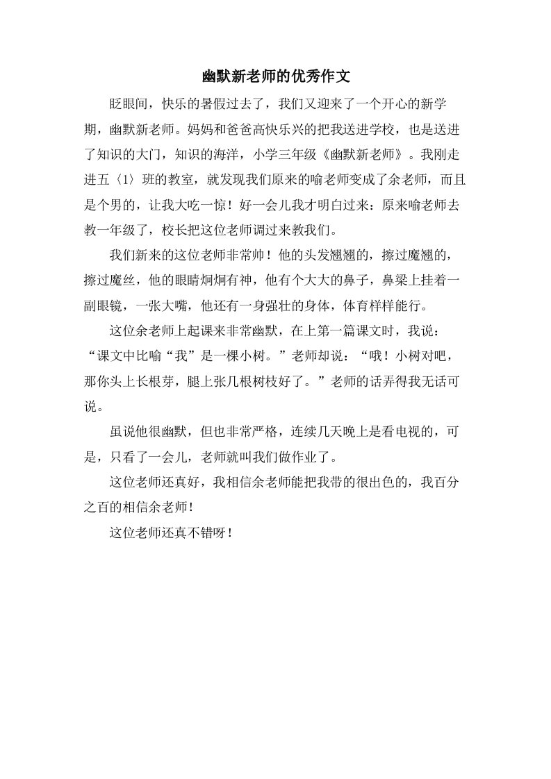 幽默新老师的作文