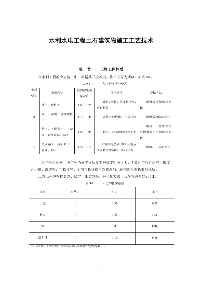 水利水电工程土石建筑物施工工艺技术