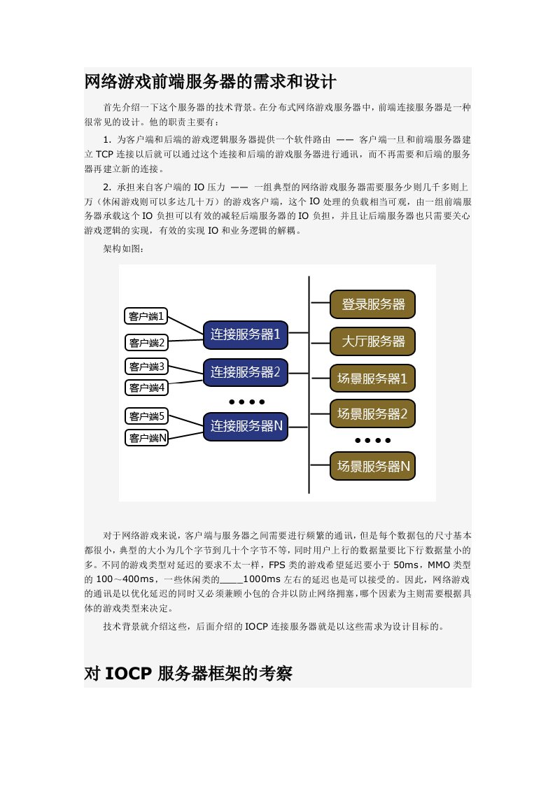 网络游戏前端服务器的需求和设计