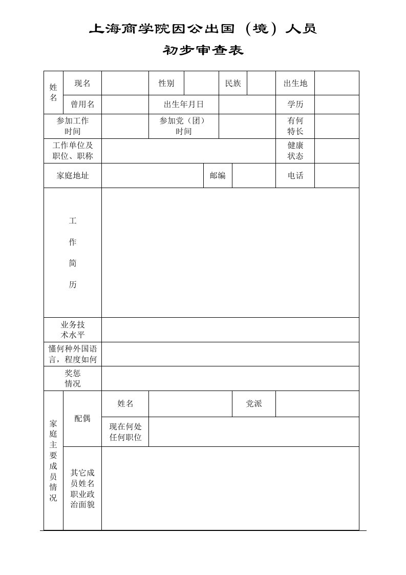 上海商学院因公出国（境）人员