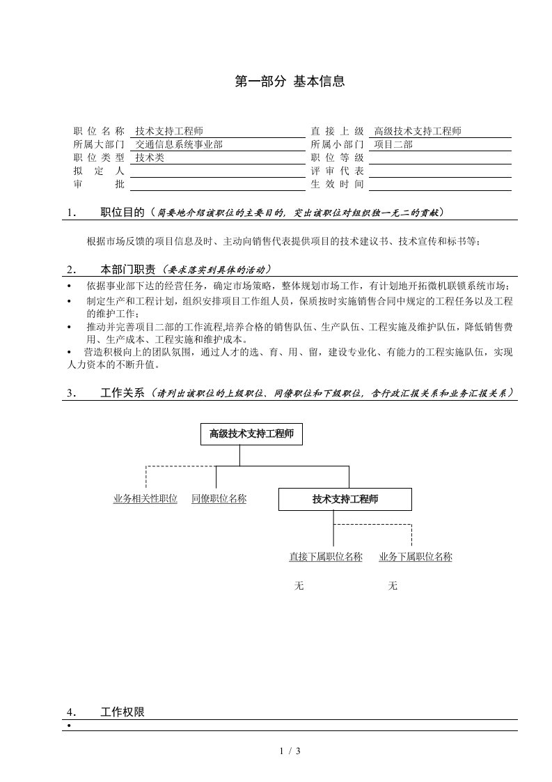 亿阳融智和利时—技术支持工程师职位说明书V1.0