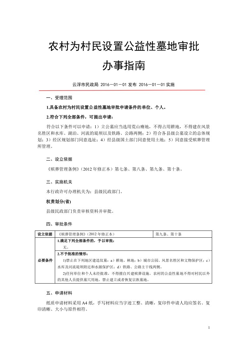 农村为村民设置公益性墓地审批