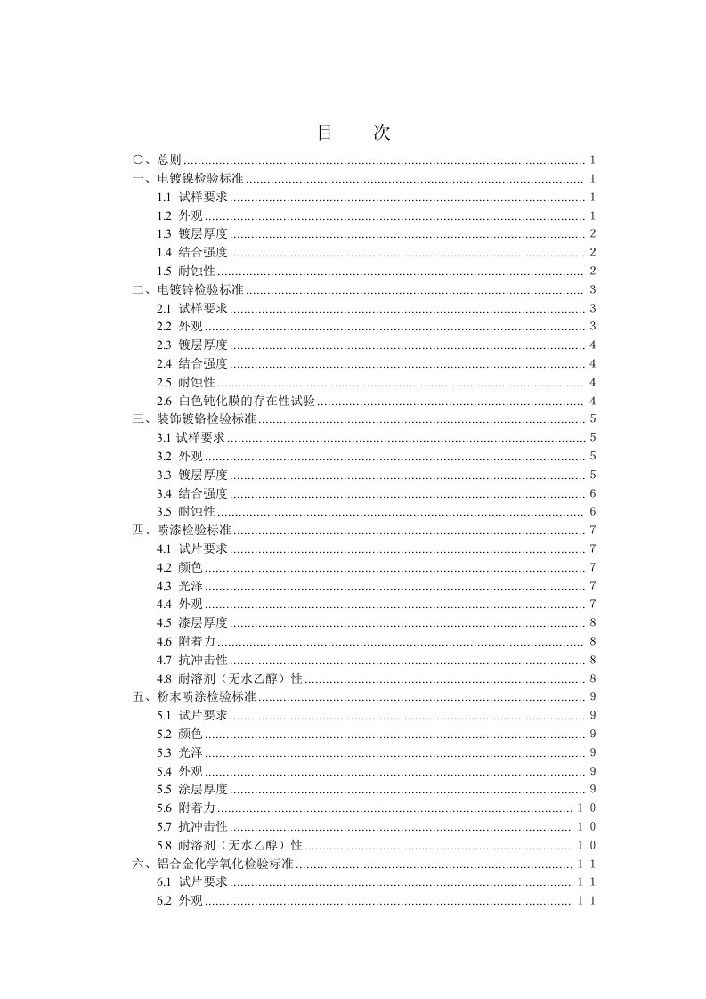 表面处理通用检验标准