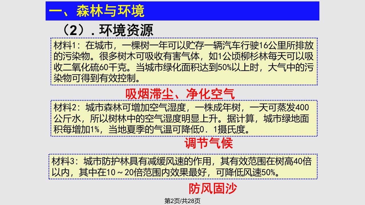 高三一轮复习森林的开发和保护