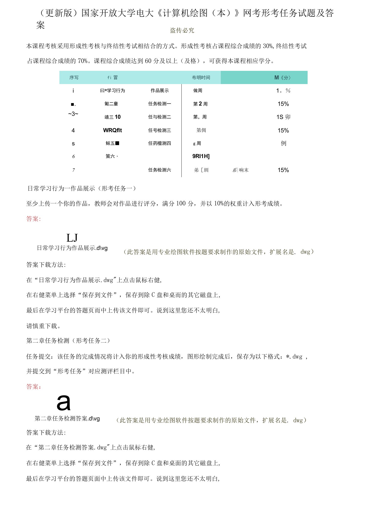 更新版国家开放大学电大《计算机绘图（本）》网考形考作业试题及答案2