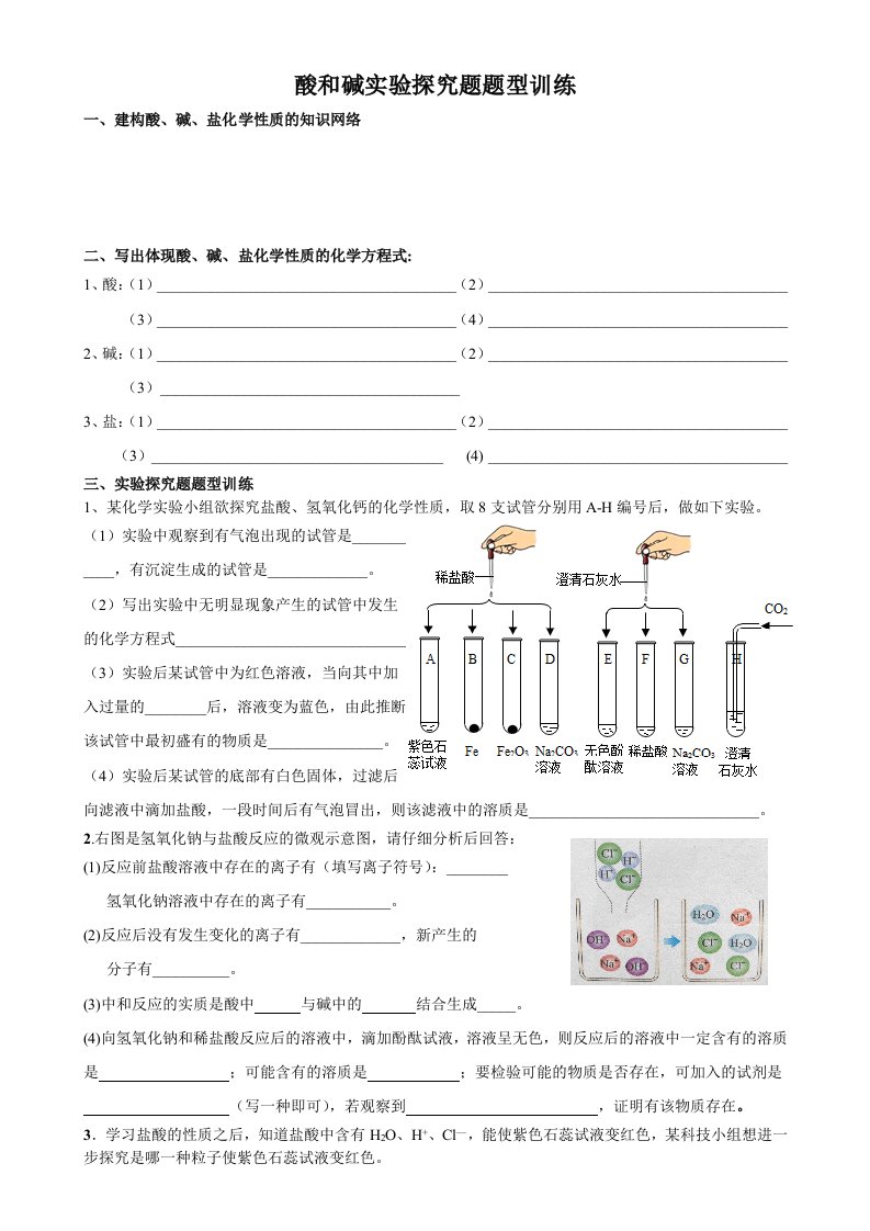 酸碱实验探究题题型训练