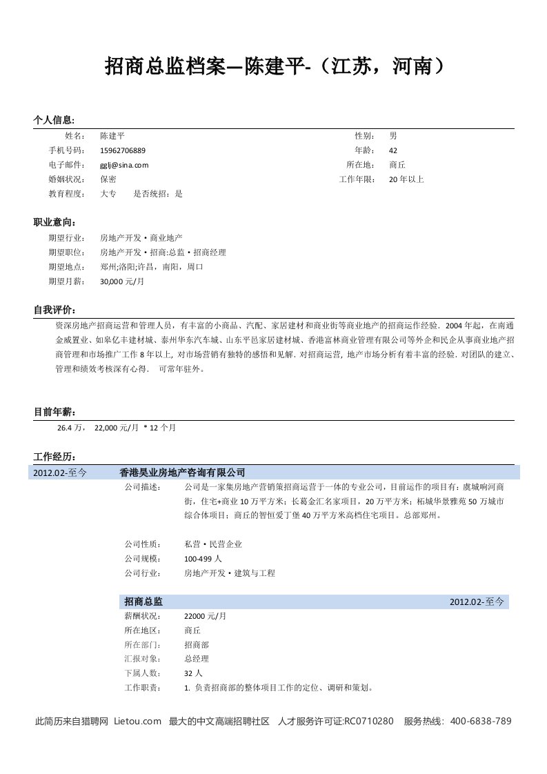 招商总监招商经理中文模板