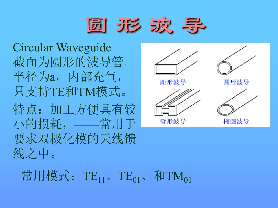 圆形波导的理论分析和特性