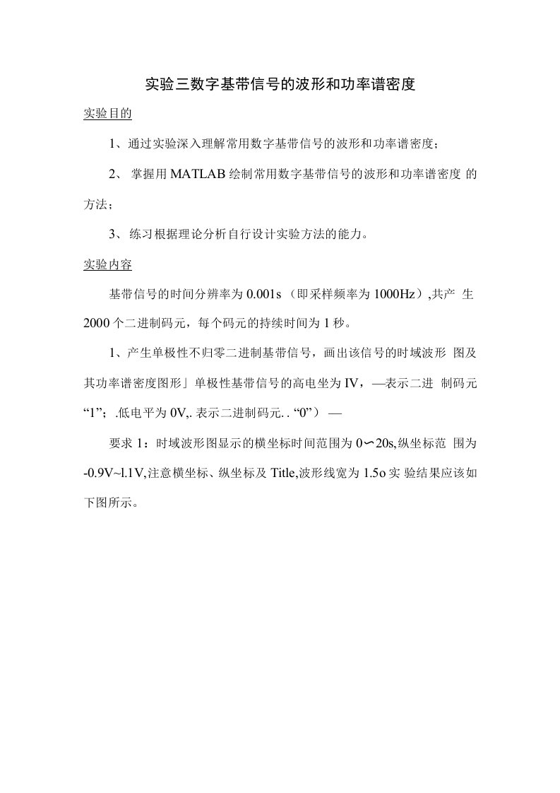 数字基带信号的波形和功率谱密度实验报告