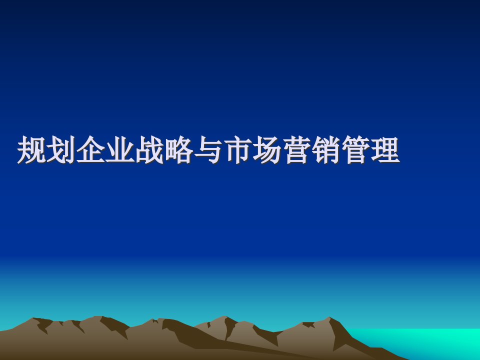 [精选]企业战略规划与市场营销管理课程