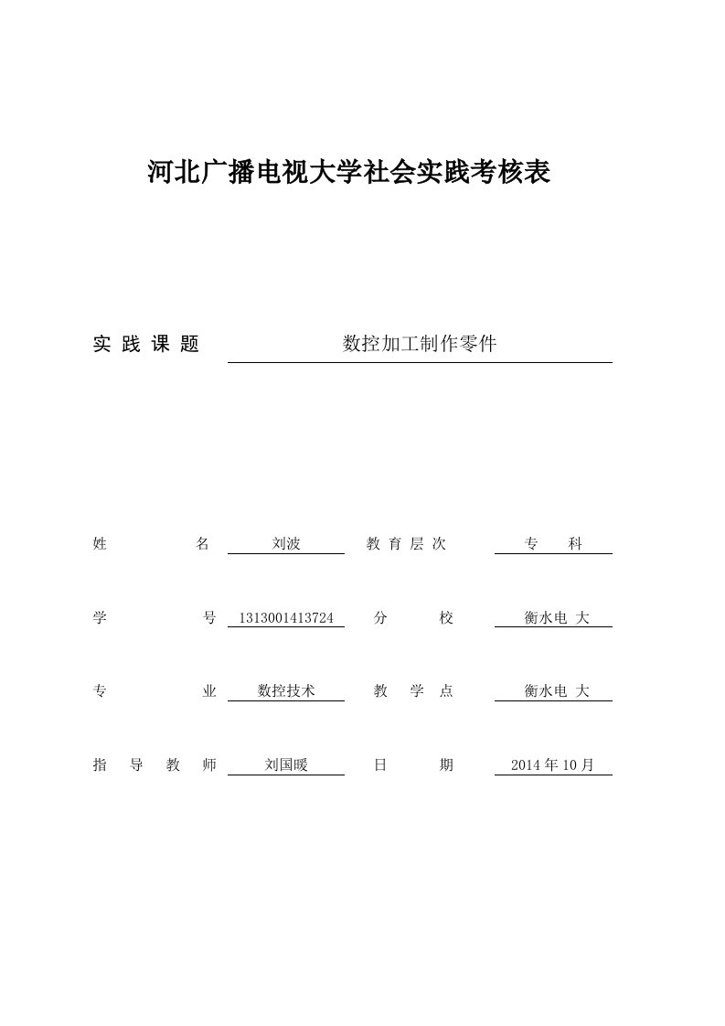 电大社会实践考核表