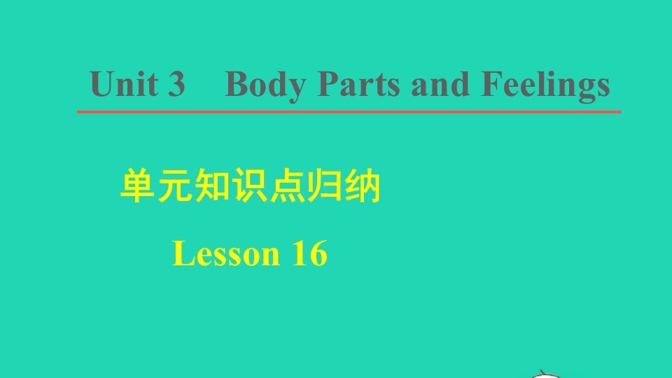 2021秋七年级英语上册Unit3BodyPartsandFeelingsLesson16HappyorSad单元知识点归纳课件新版冀教版