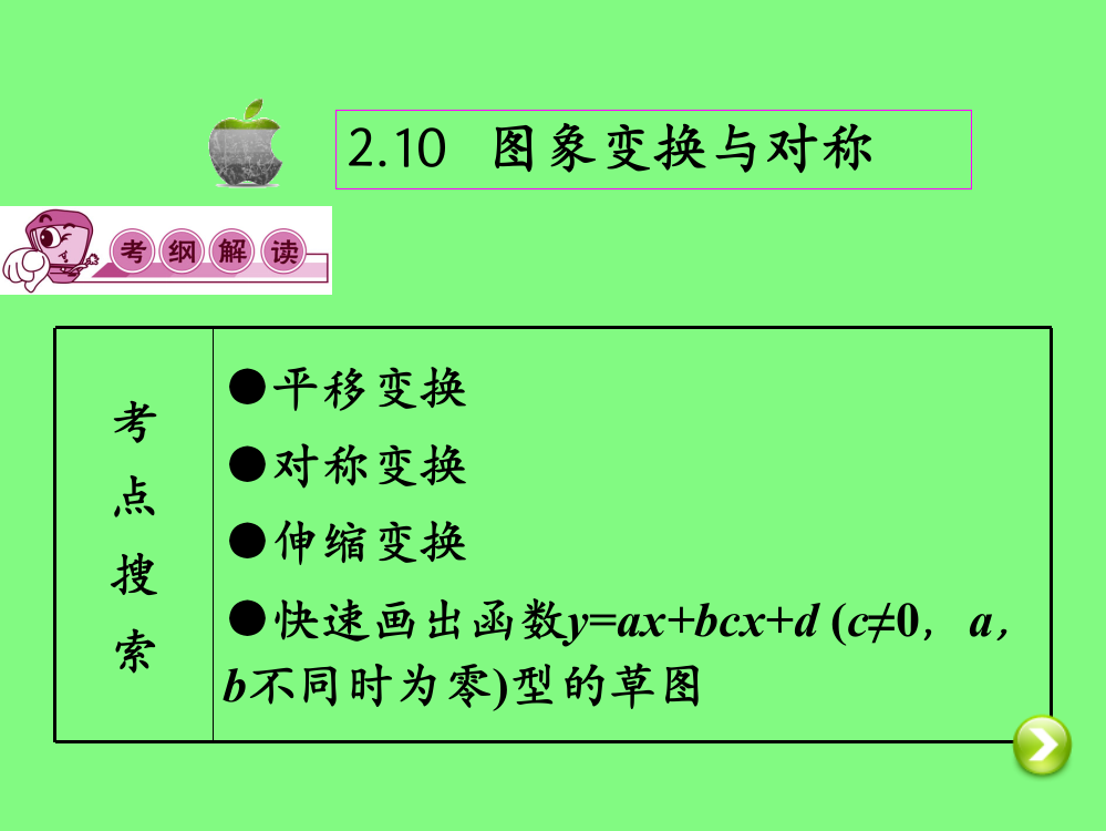 高考文科数学总复习第轮广西专版图象变换与对称