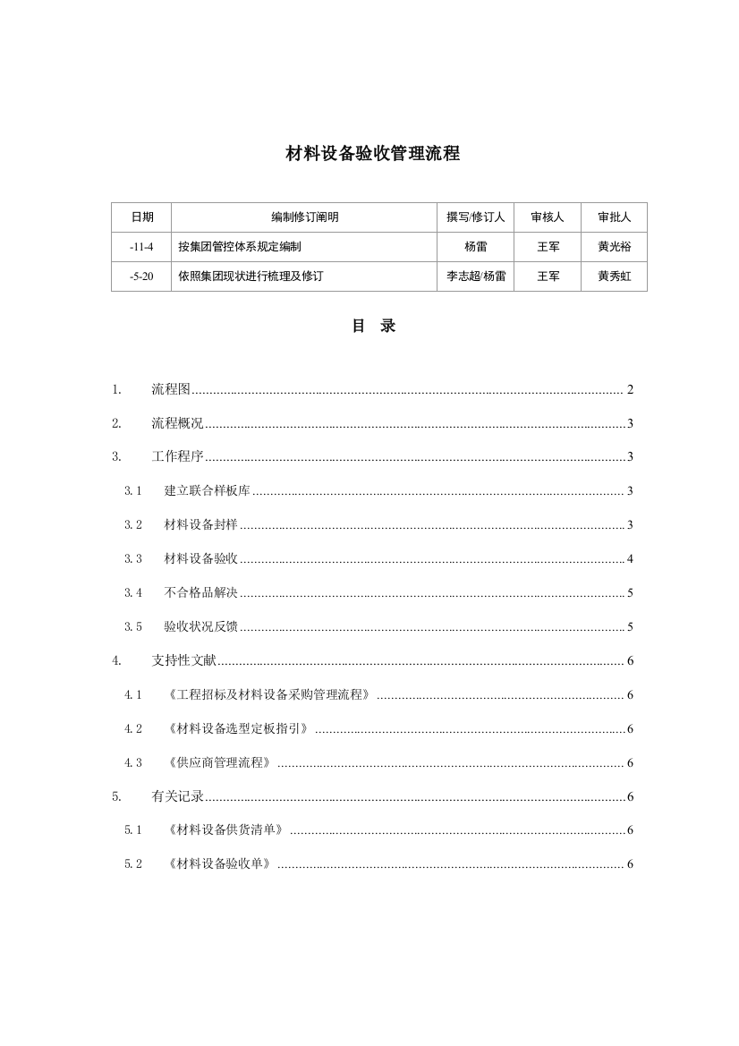 材料设备验收管理流程样本