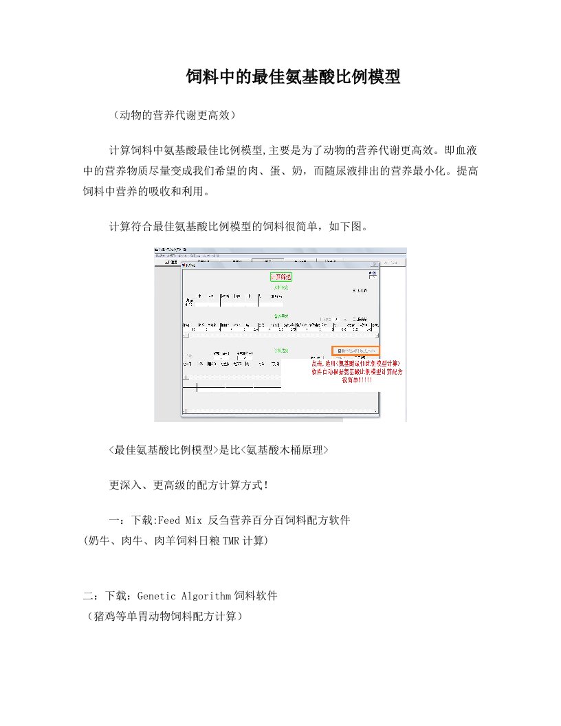 NRC营养需要模型和最佳氨基酸比例模型