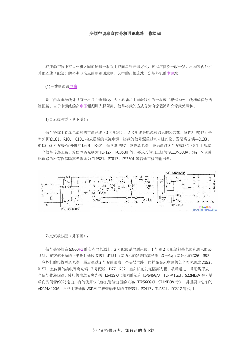 变频空调器室内外机通讯电路工作原理