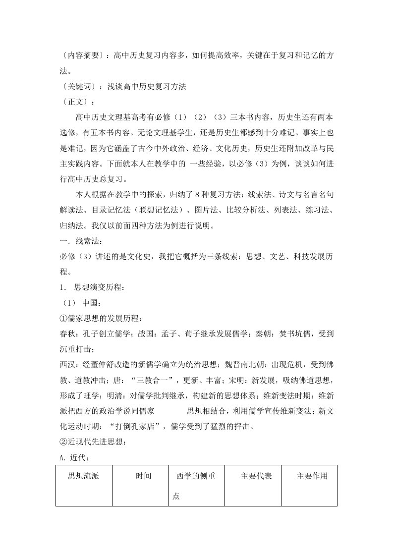 高中历史复习方法