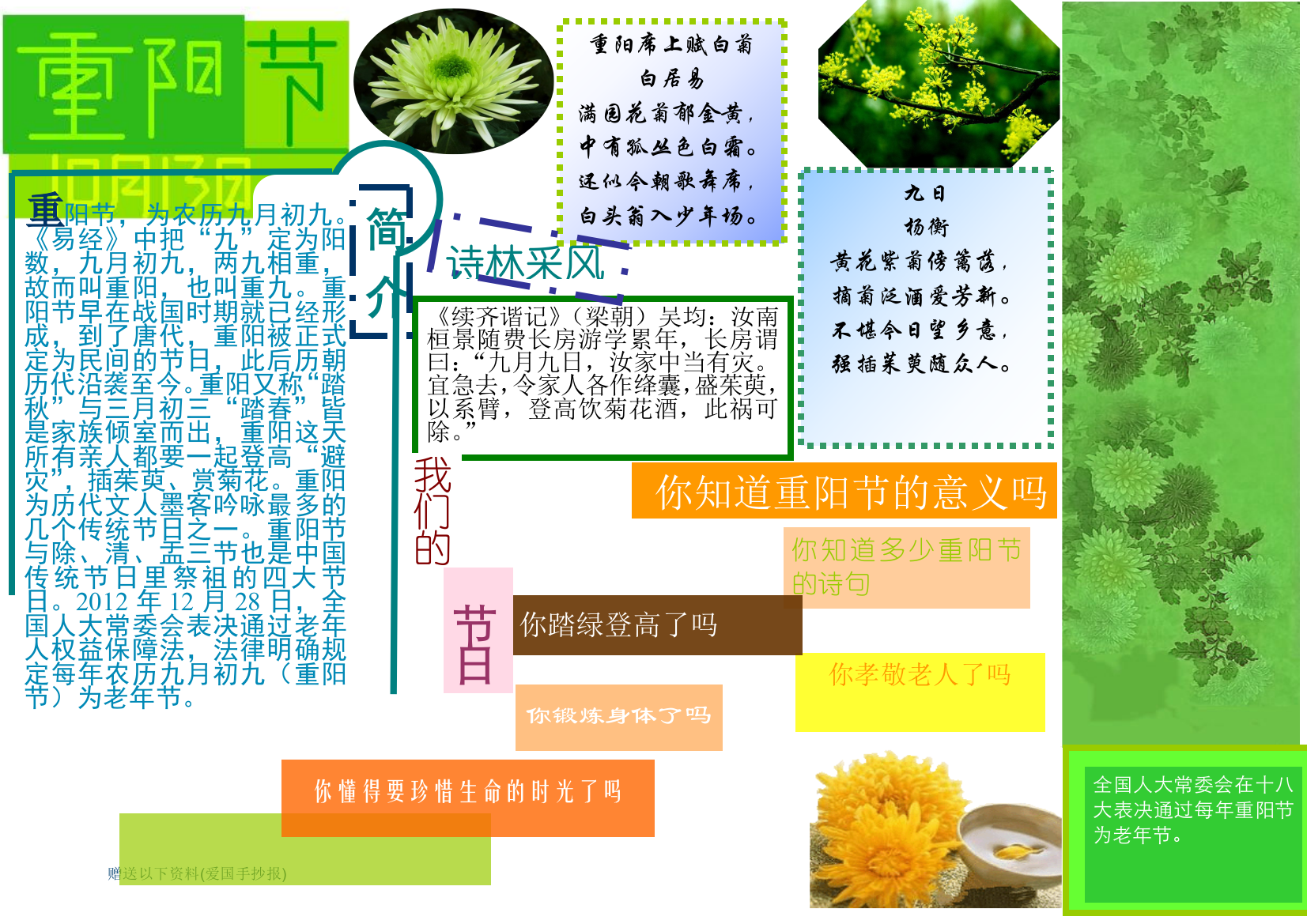 最全重阳节的手抄报电子版的手抄报打印版