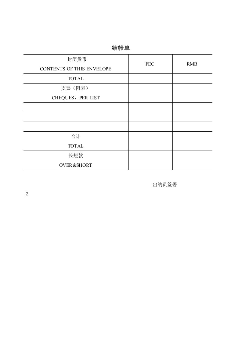 酒类资料-酒店结帐单