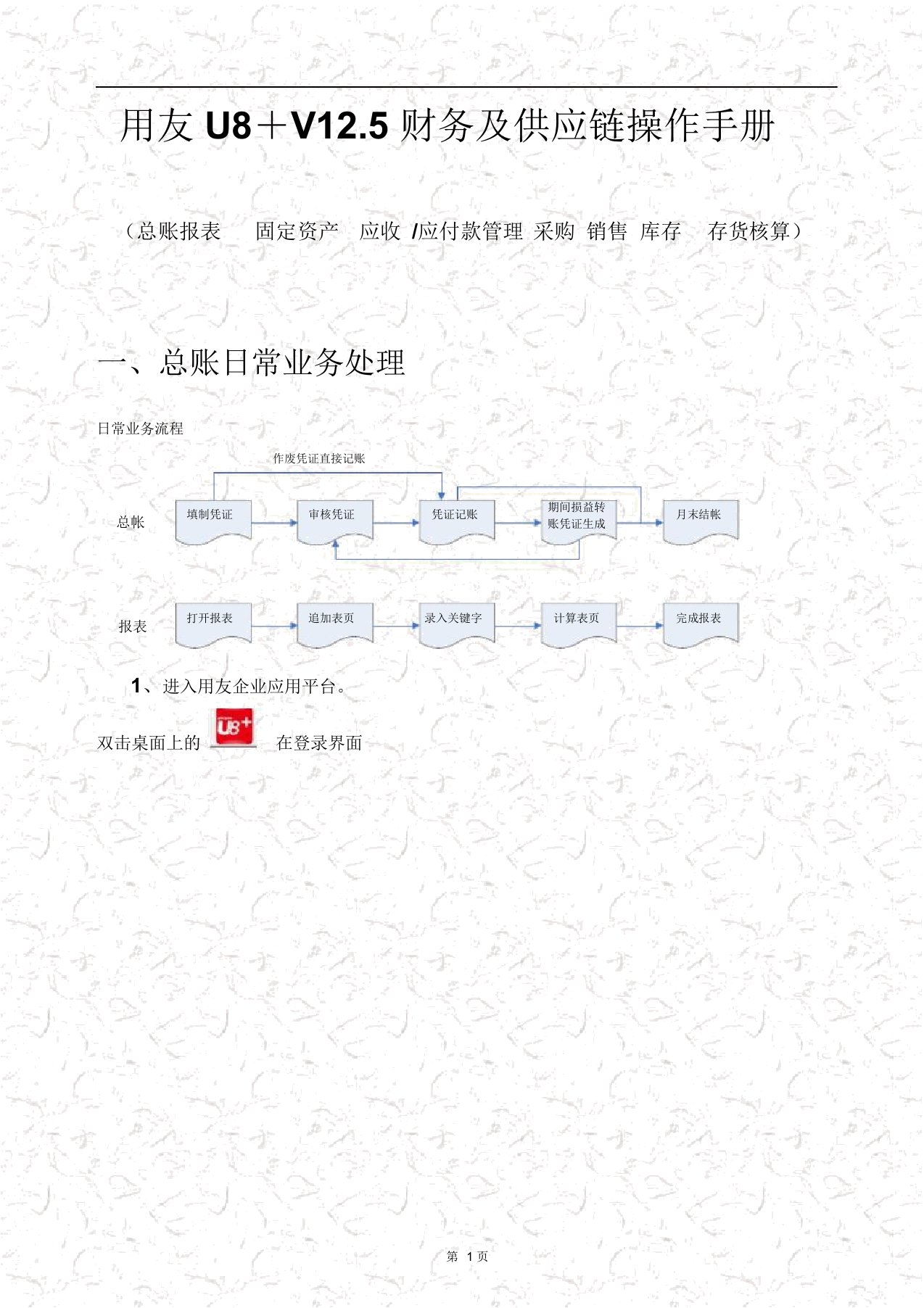 用友U8+V12.5财务及供应链操作手册