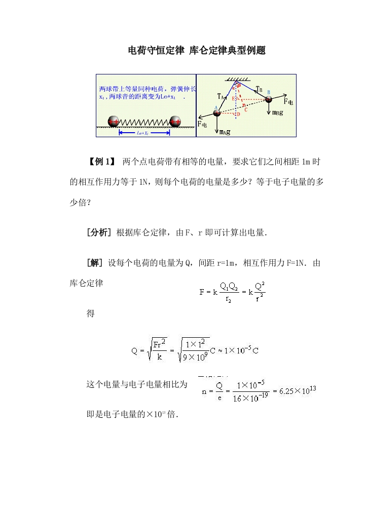 电荷守恒定律-库仑定律典型例题优选版