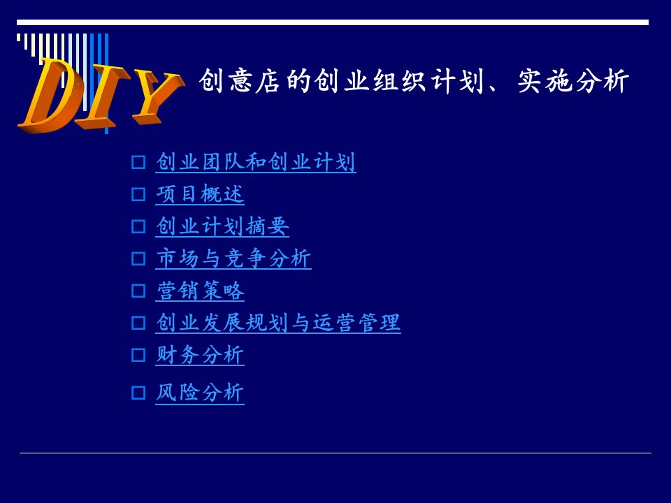 DIY创意店创业计划