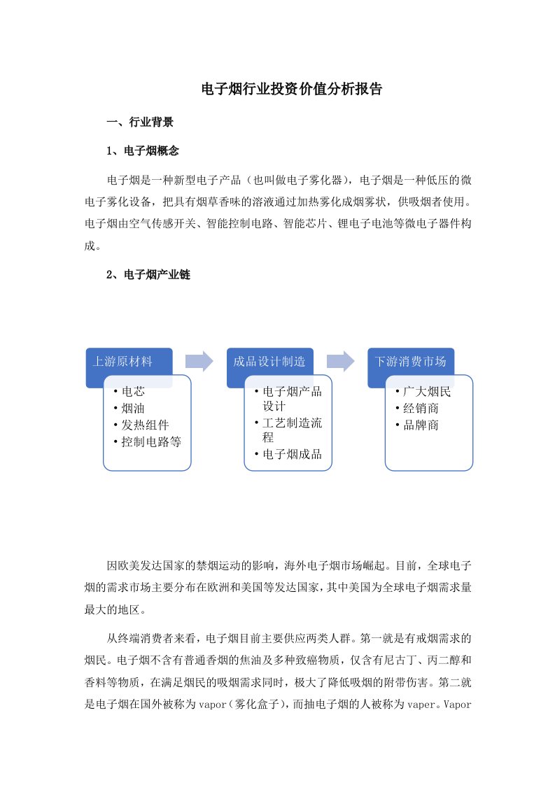 电子烟行业投资价值分析报告