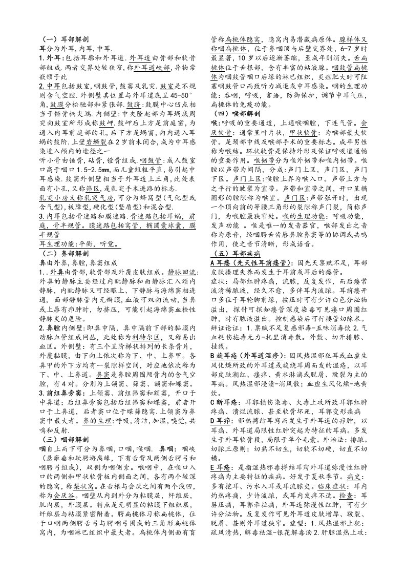 中医耳鼻喉科学复习总结(1)重点