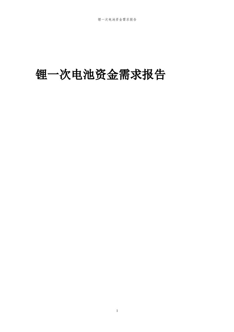 2024年锂一次电池项目资金需求报告代可行性研究报告