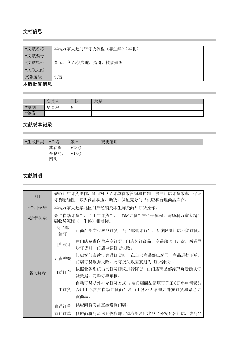 华润万家大超门店订货流程非生鲜华北样本