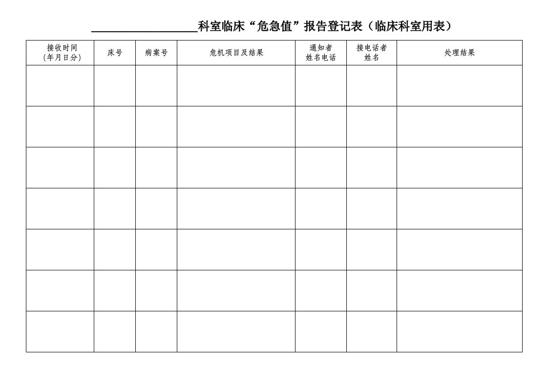 危急值登记表