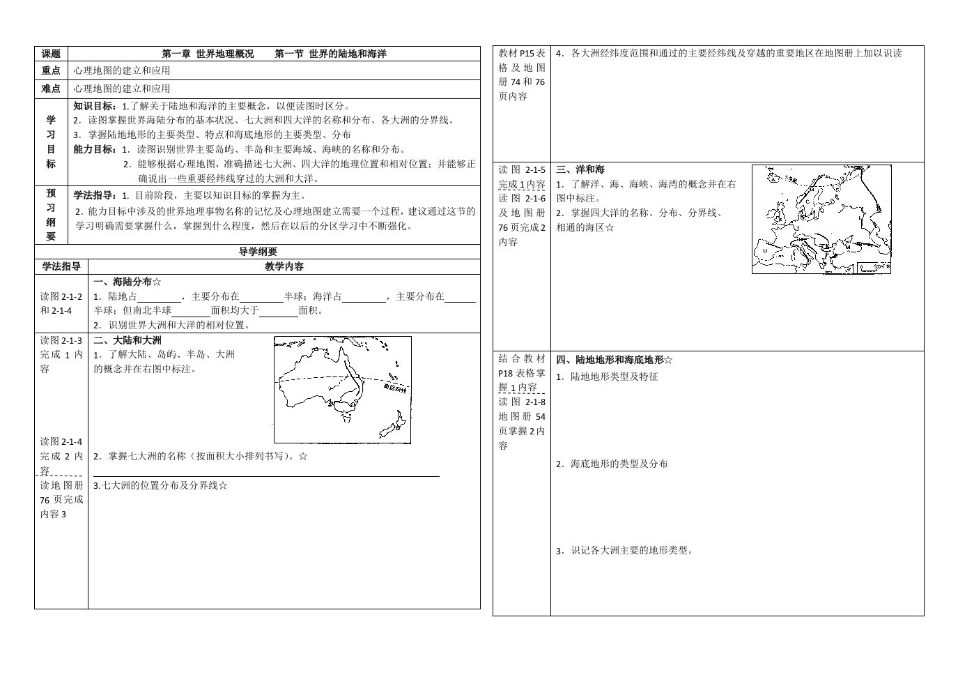 世界的陆地和海洋学案