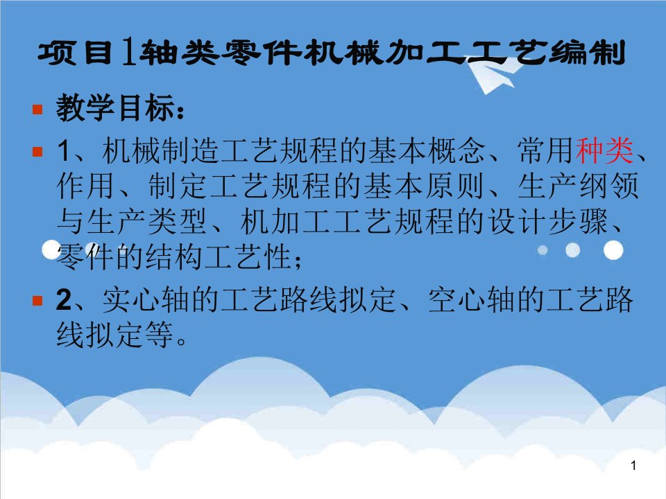 机械行业-项目11轴类零件机械加工工艺编制机械制造工艺规程概述